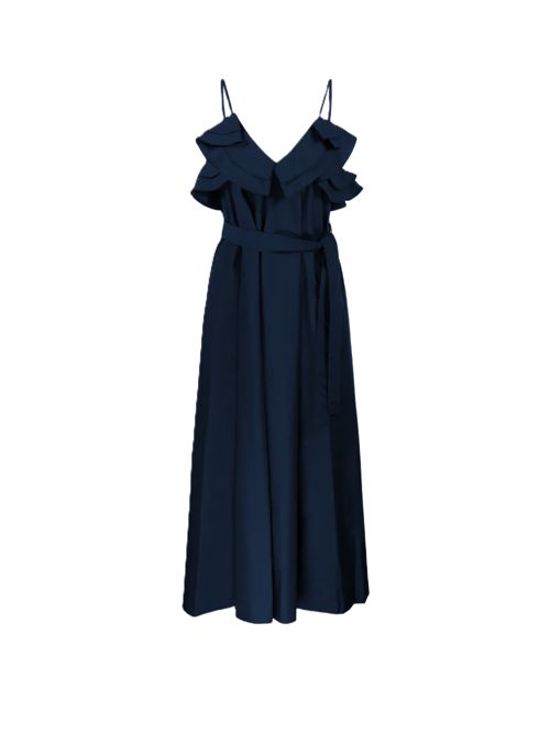 P.A.R.O.S.H.ruffled midi dress blu scuro P.a.r.o.s.h. | CANYOX26-D726162012 BLU